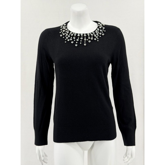 kate spade Sweaters - Kate Spade Sweater Womens Medium Black Embellished‎ Do Wonders Holiday Designer